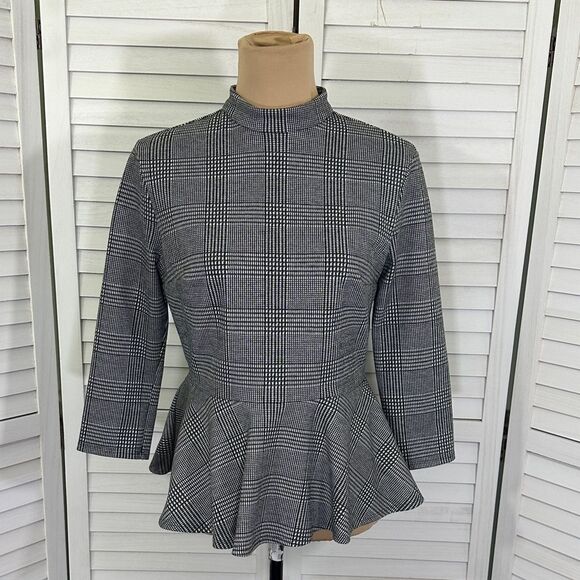Lord & Taylor Peplum Top Size Medium NWOT Houndstooth - Picture 3 of 12